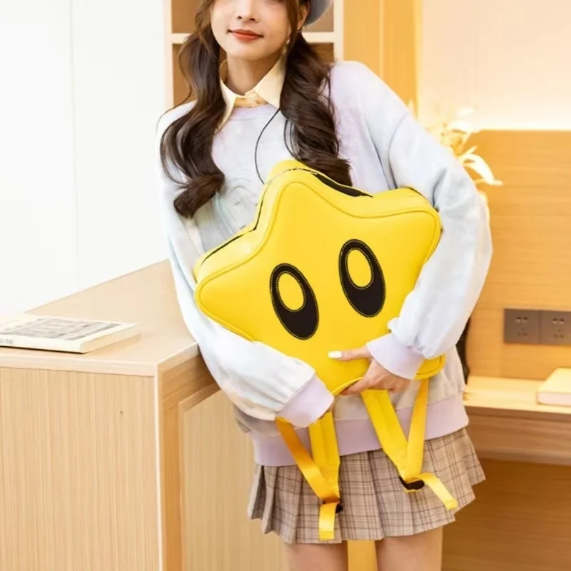 Mochila de Couro Pu Impermeável, Desenhos Animados Kawaii, Olhos Grandes, Mochila Estudante Bonito, Coreano, Japonês, Estilo de Rua, Casual