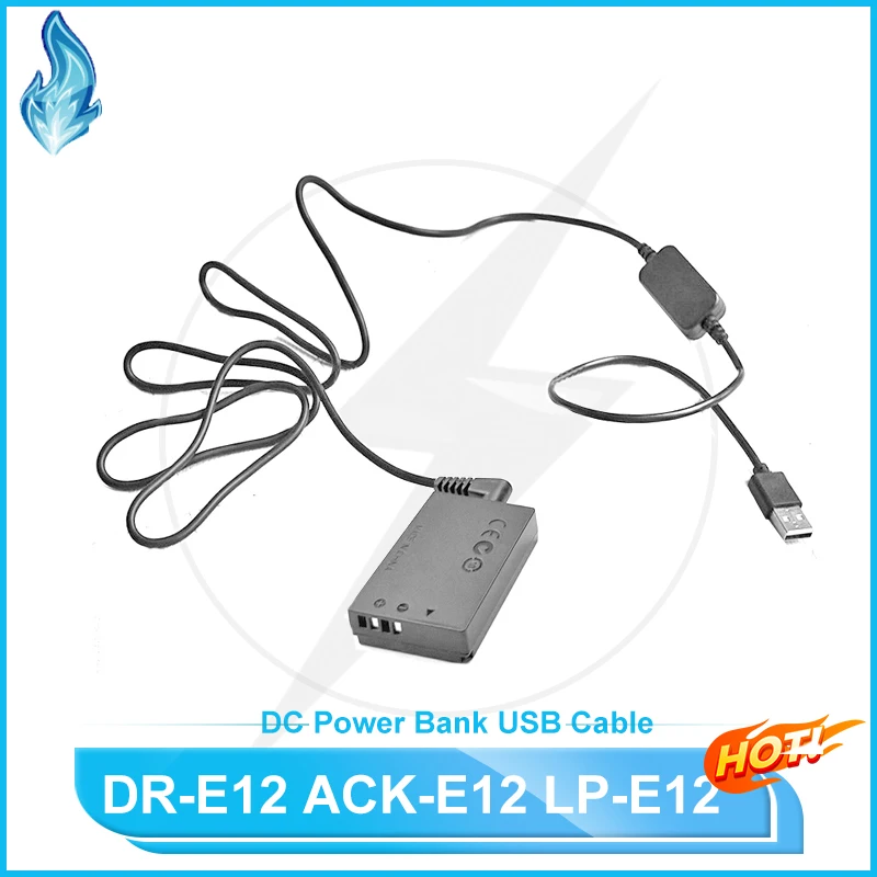 LP E12 LPE12 ACK-E12 DR-E12 الدمية البطارية و DC الطاقة البنك كابل يو اس بي لكانون EOS M M2 M10 M50 M100 M200 M50 2 شاحن يو اس بي كابل