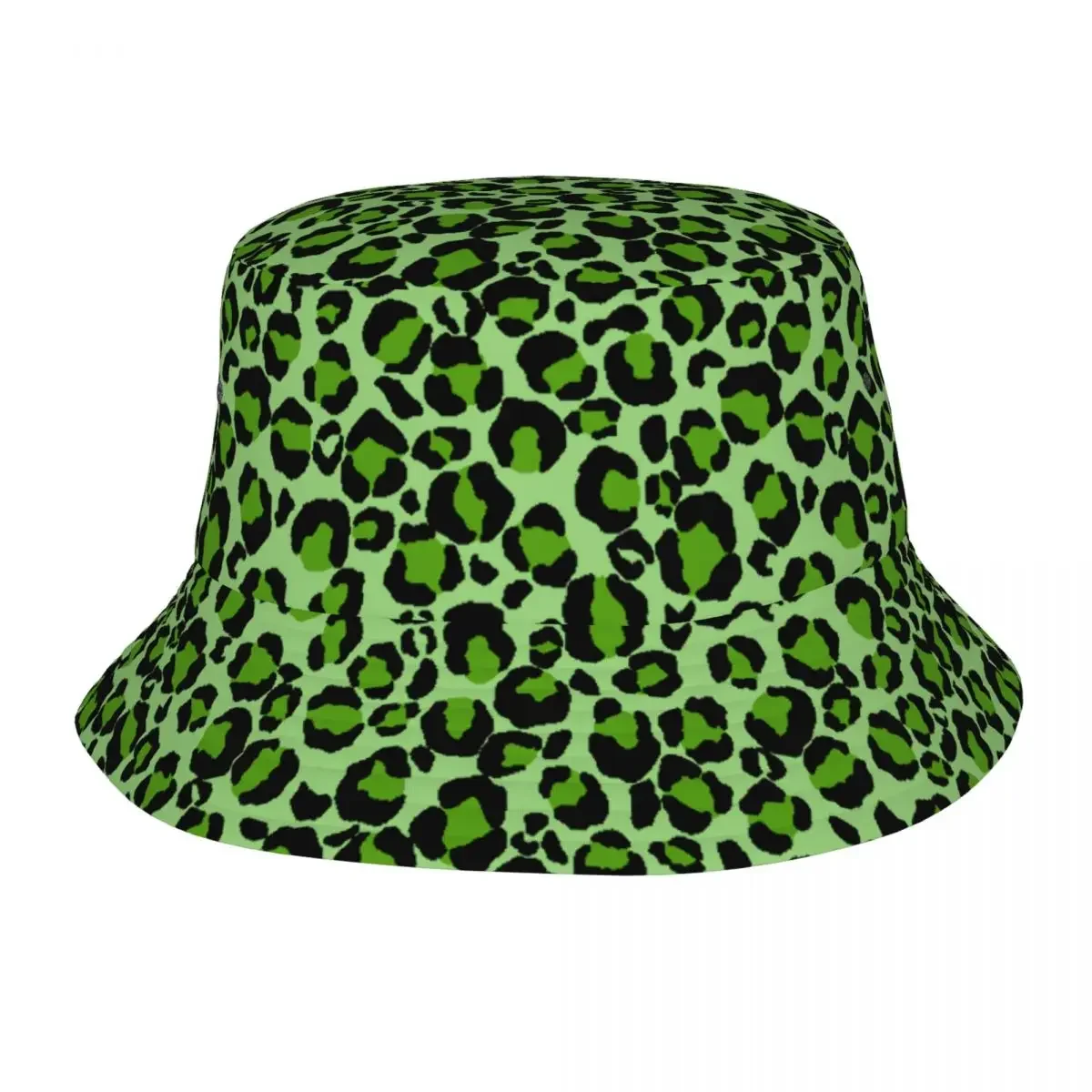 Green Leopard Cheetah Skin Printed Unisex Bucket Hat Personalized Summer Beach Sun Animal Hat