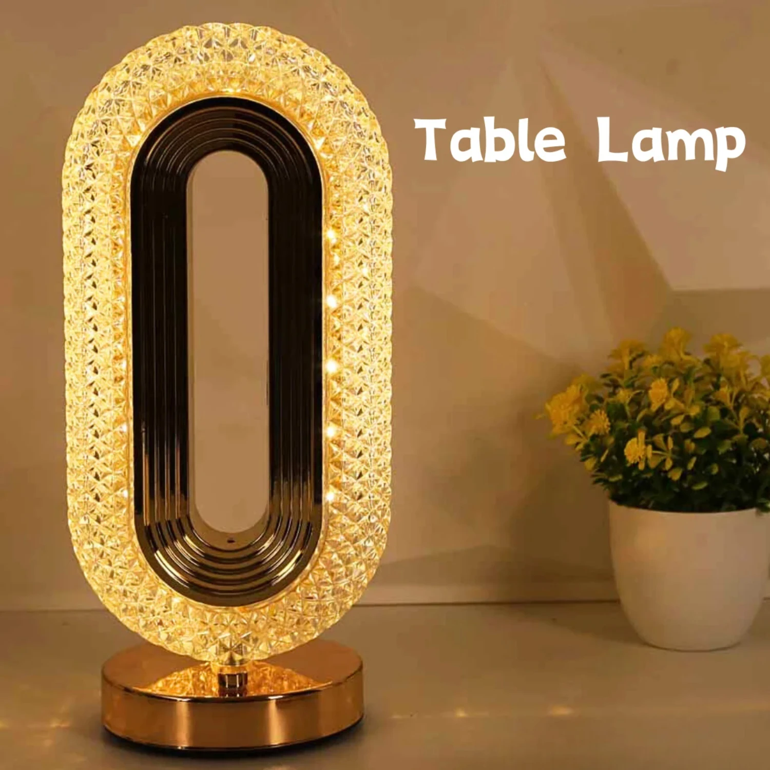 Elegant, Modern, and Luxurious Oval Crystal Table Lamp - Stylish Rechargeable Night Light for Bedroom and Living Room - Creative