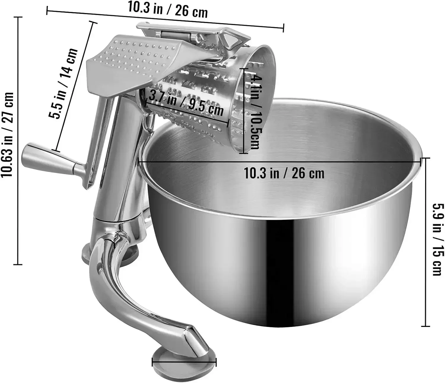 

[New Arrival, Free Shipping!]High quality Rotary Cheese Grater, Zinc Alloy Rotary Vegetable Mandoline, Manual Cheese Mandoline