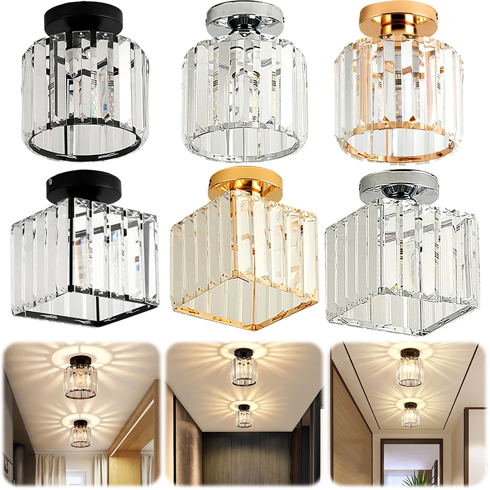 3 LED Bulb Modern Crystal Chandelier E27 Socket Bedroom Ceiling Lamp Hanging Lamp for Living Room Bedroom Kitchen Hallway