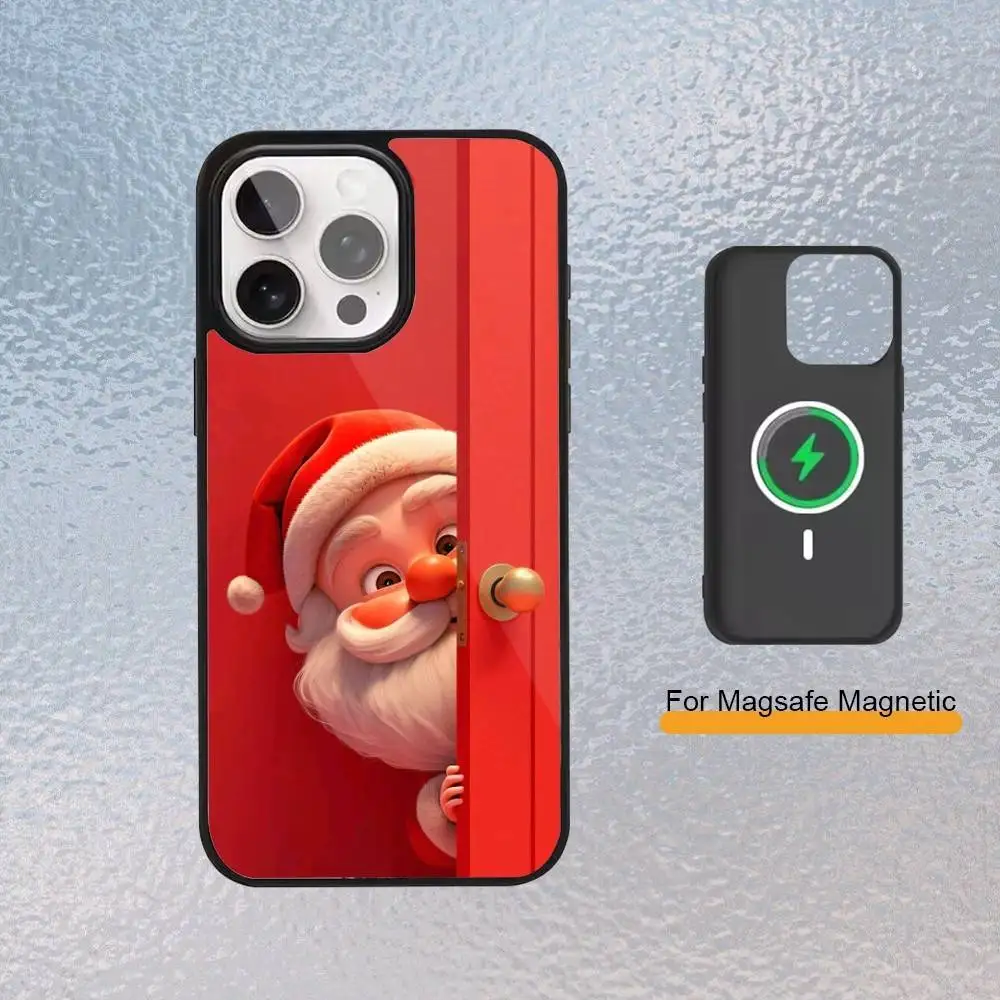 حافظة هاتف على طراز عيد الميلاد لهاتف آيفون 17,16,15,14,13,12,11 Plus، غطاء شحن لاسلكي مغناطيسي Pro Max