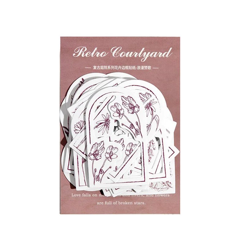 30Sheets Sticker Flower border curtains Collage art Hand account note decorative Frame Backing Scrapbooking Stickers 85*125MM