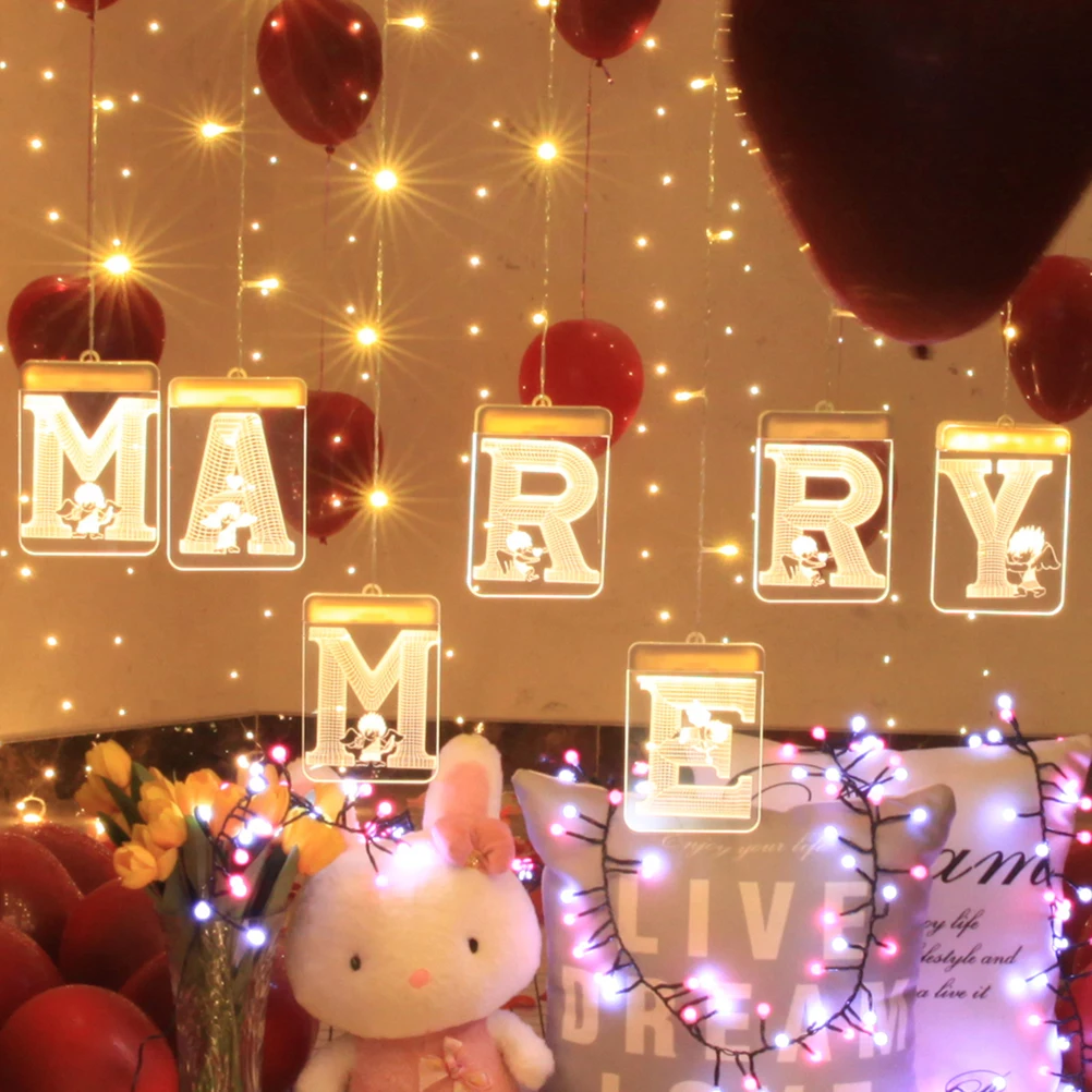 

Предложение светодиодный светильник MARRY ME, гирлянды, блестящие лампы-вспышки, декор, романтическая свадебная вечеринка, беспламенное питание от USB