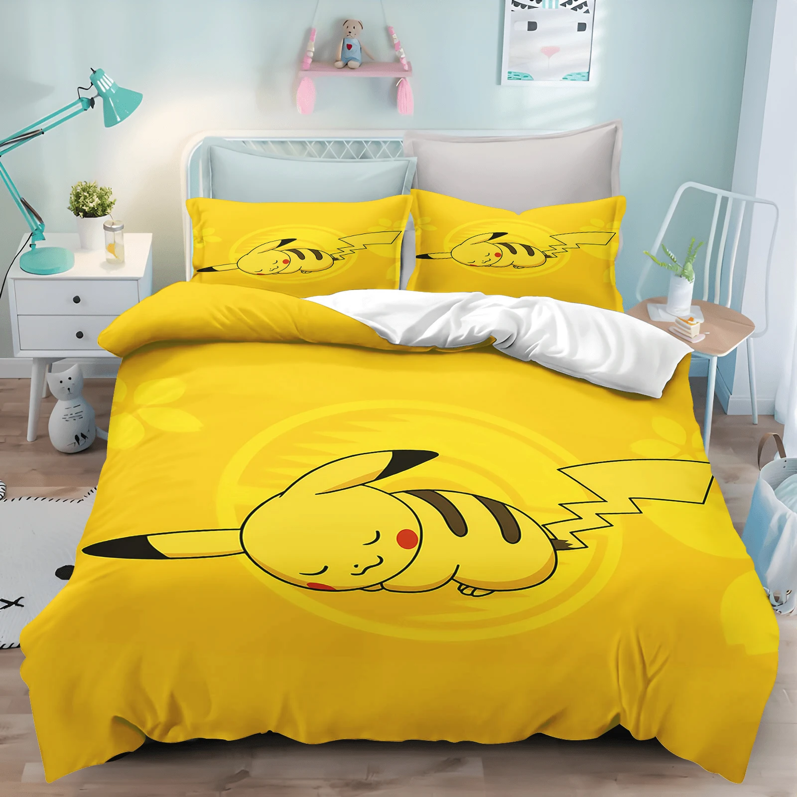 2/3-Piece Set Electric Mouse Duvet Cover Cartoon Children Room Cute Soft Breathable Comforter Animation Bedding