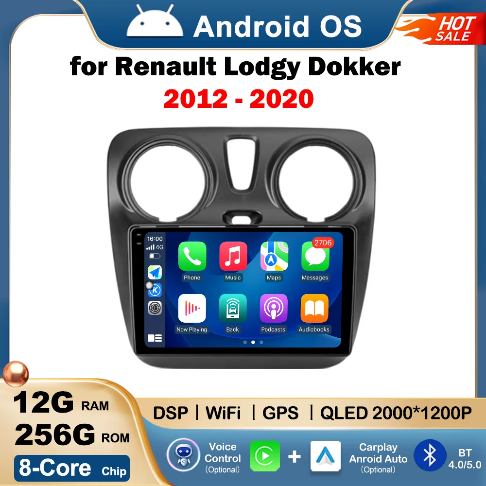 

for Renault Lodgy Dokker 2012 - 2020 Android Intelligent System Car Mulltmedia Player GPS Autoradio WIFI DSP Stereo IPS Screen
