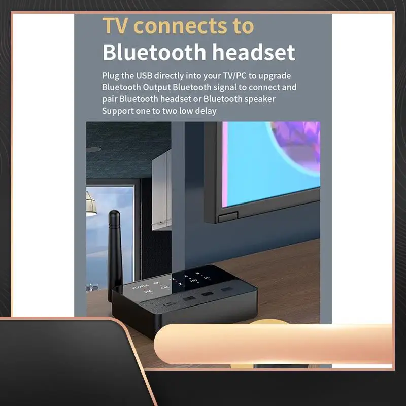 

2-в-1 Bluetooth 5,3 аудиопередатчик-приемник HD с низкой задержкой 3,5 мм AUX беспроводной адаптер для ТВ ПК автомобильный динамик