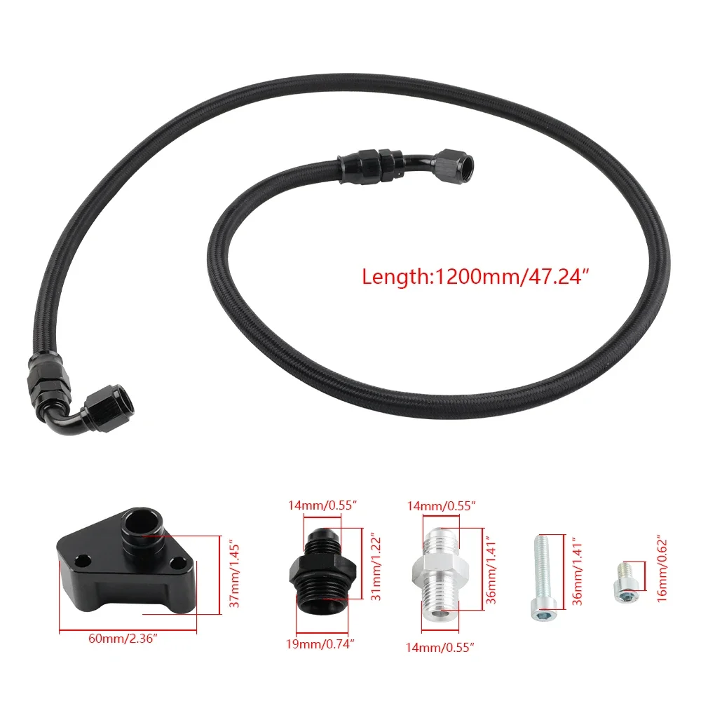 Black Power Steering Line Fuel Line Kit For 05-06 DC5 RSX Type-S & K-Swap EG/EK/DC