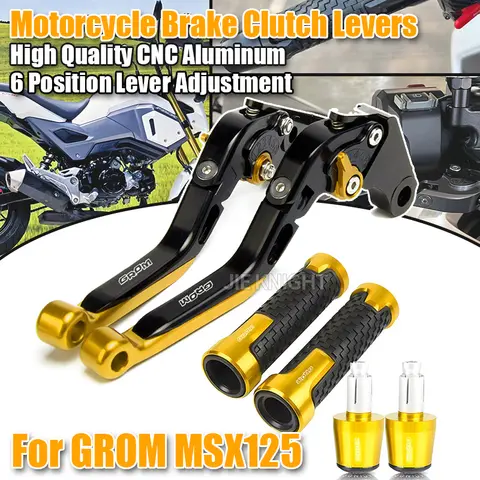 Para Honda MSX125 GROM MSX 125 2013-2024 Accesorios de Motocicleta Palancas de Freno y Embrague Plegables y Extensibles Puños de Manillar y Extremos