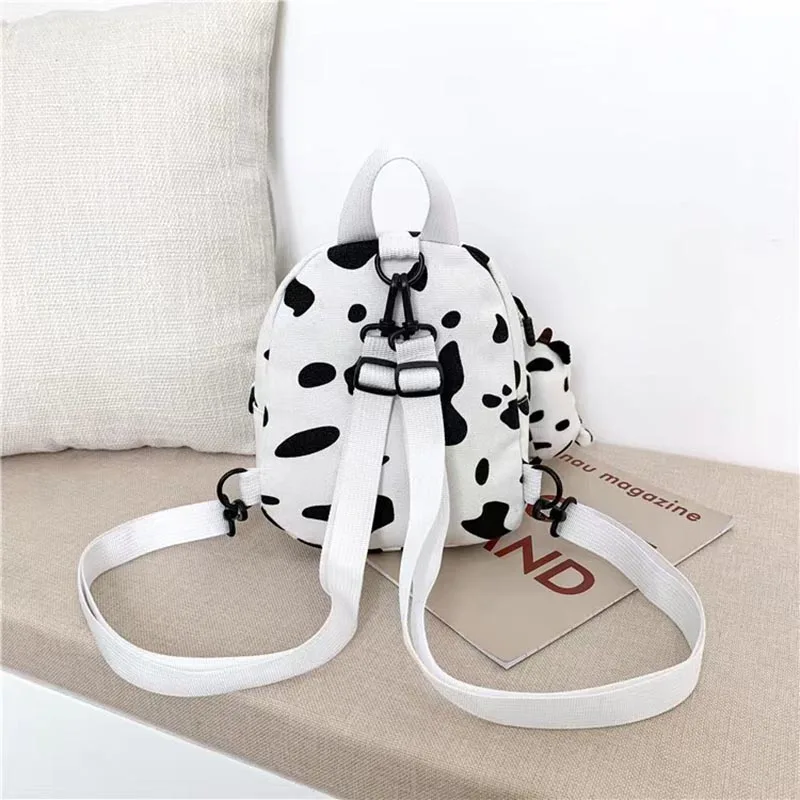 Kids Cute Cow Printed Bag Children\'s Girl Backpack With Stuffed Cow Lightweight Kindergarten Schoolbag Early Education Bag