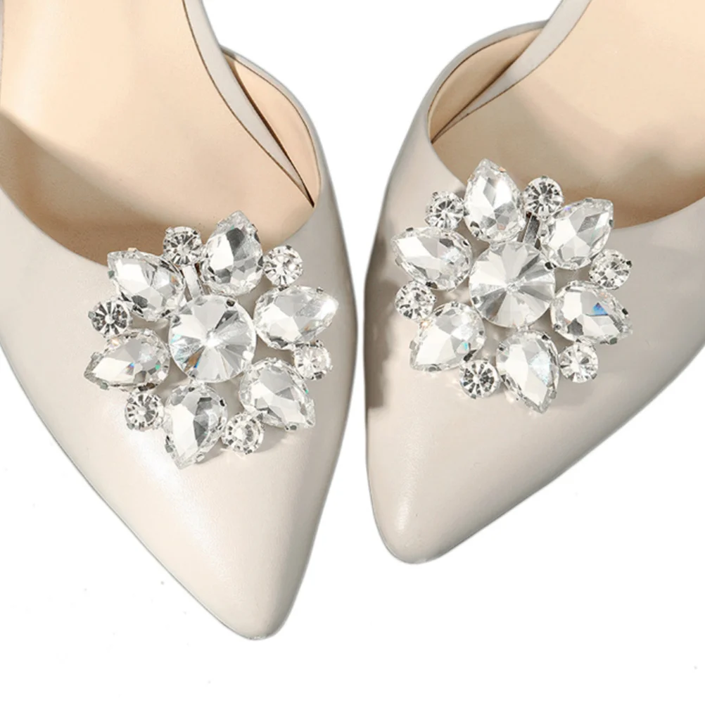 

Rhinestone Decorative Clips Clear Heels Buckle Lightweight Rhinestone Shoe Buckle Durable Wedding Banquet Party Accessories