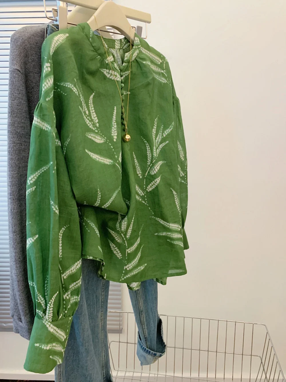 

Loose Fit Long Sve een Floral Print irt Women's Casual Sle Thin irt Autumn Faionable Versatile Loose Top