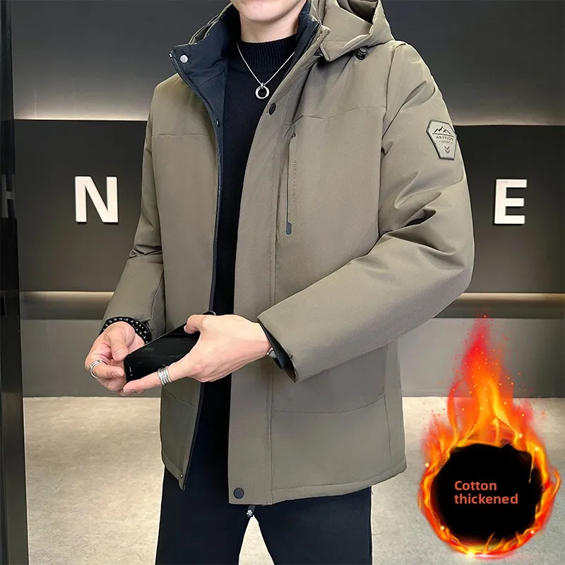 

Casual Hooded Men's Cotton Jaet Pure Color Youth Faion Windproof Spring Autumn Long Sve Zipper Closure Outerwear