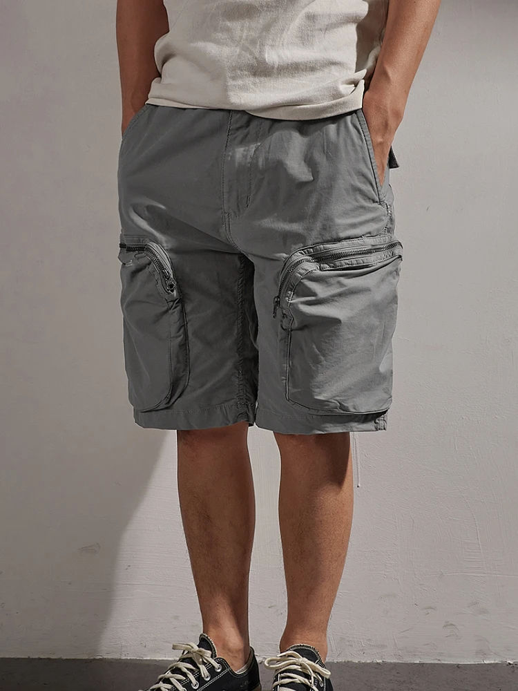 Short Cargo d'été rétro américain pour hommes, léger, mode homme, Simple, lavé, ample, multi-poches, décontracté, cinq points