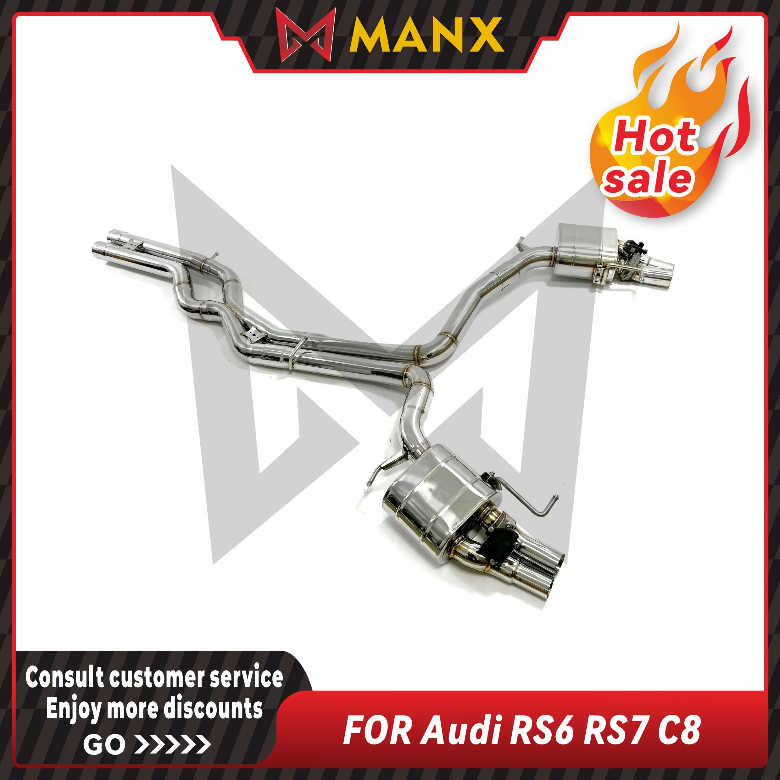 

Catback for AUDI RS6 RS7 C8 Stainless steel Performance Auto Exhaust pipe Muffler with remote control valve