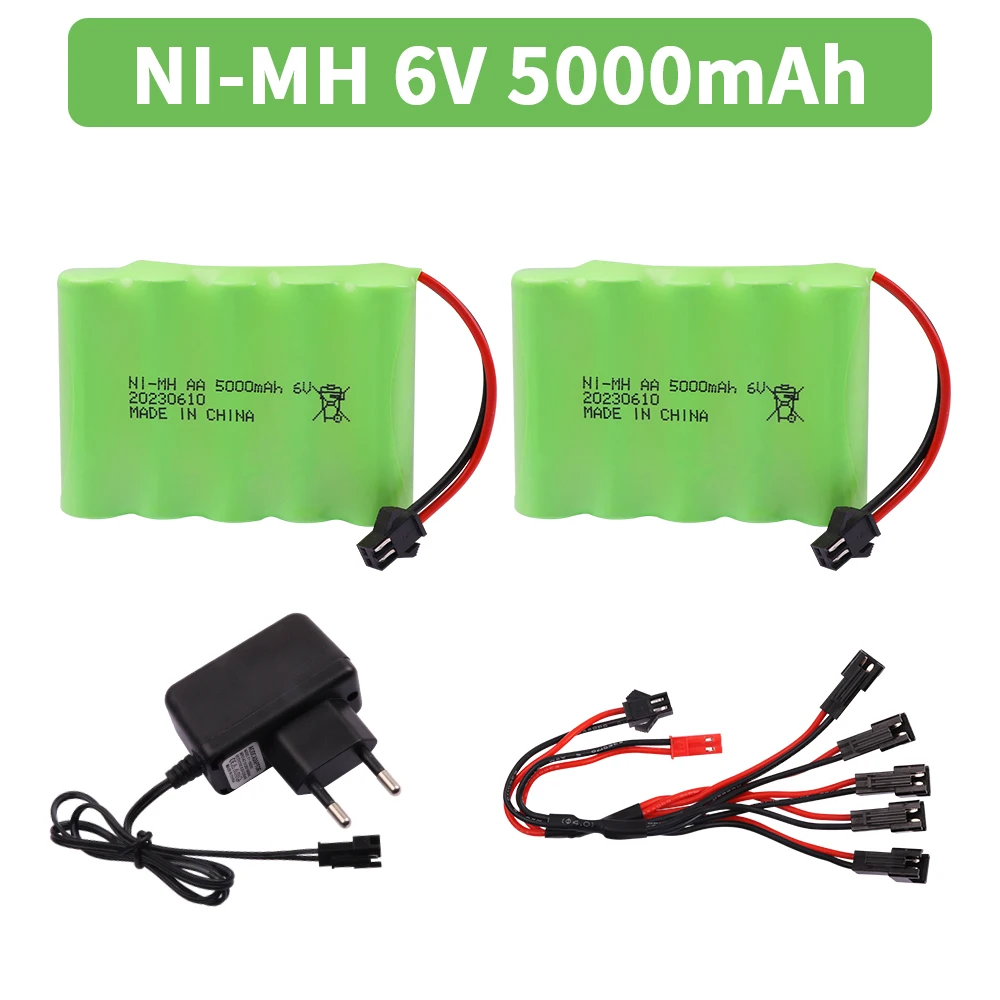 6V 5000mAh NiMH AA Battery and Charger set For Rc toys Cars Tanks Robots Gun toys parts  For Rc Boat 6V Rechargeable Battery