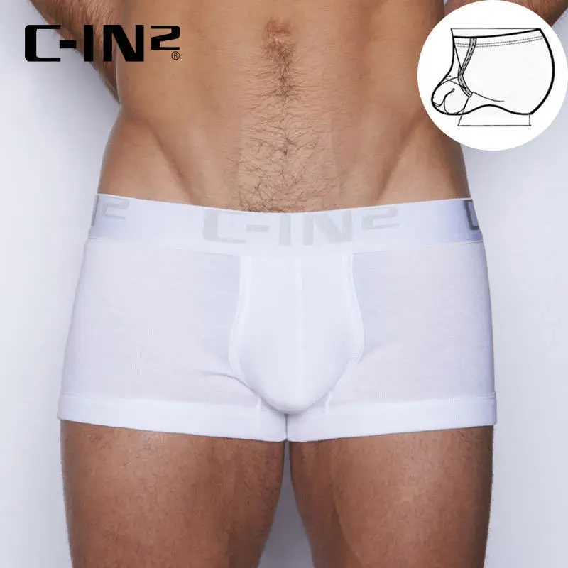 C-IN2 men's underwear simple low waist sexy ring lift shorts solid color cin2 cotton youth movement seamless hip lift boxers 008