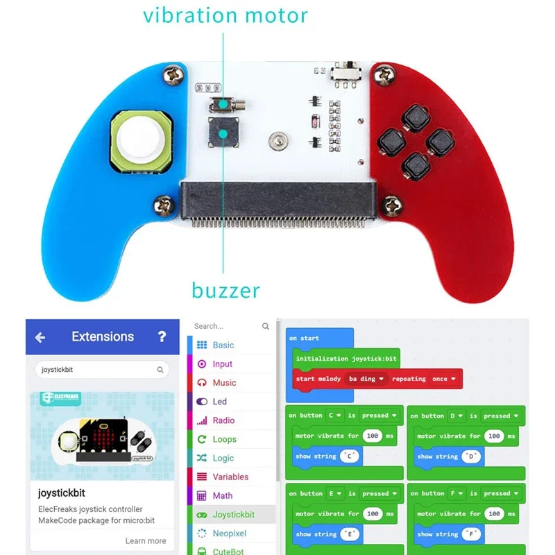 ELECFREAKS Micro:bit Electronic Joystick:bit V2 with Acrylic Case for BBC Microbit Board Remote Control Game Extending Board