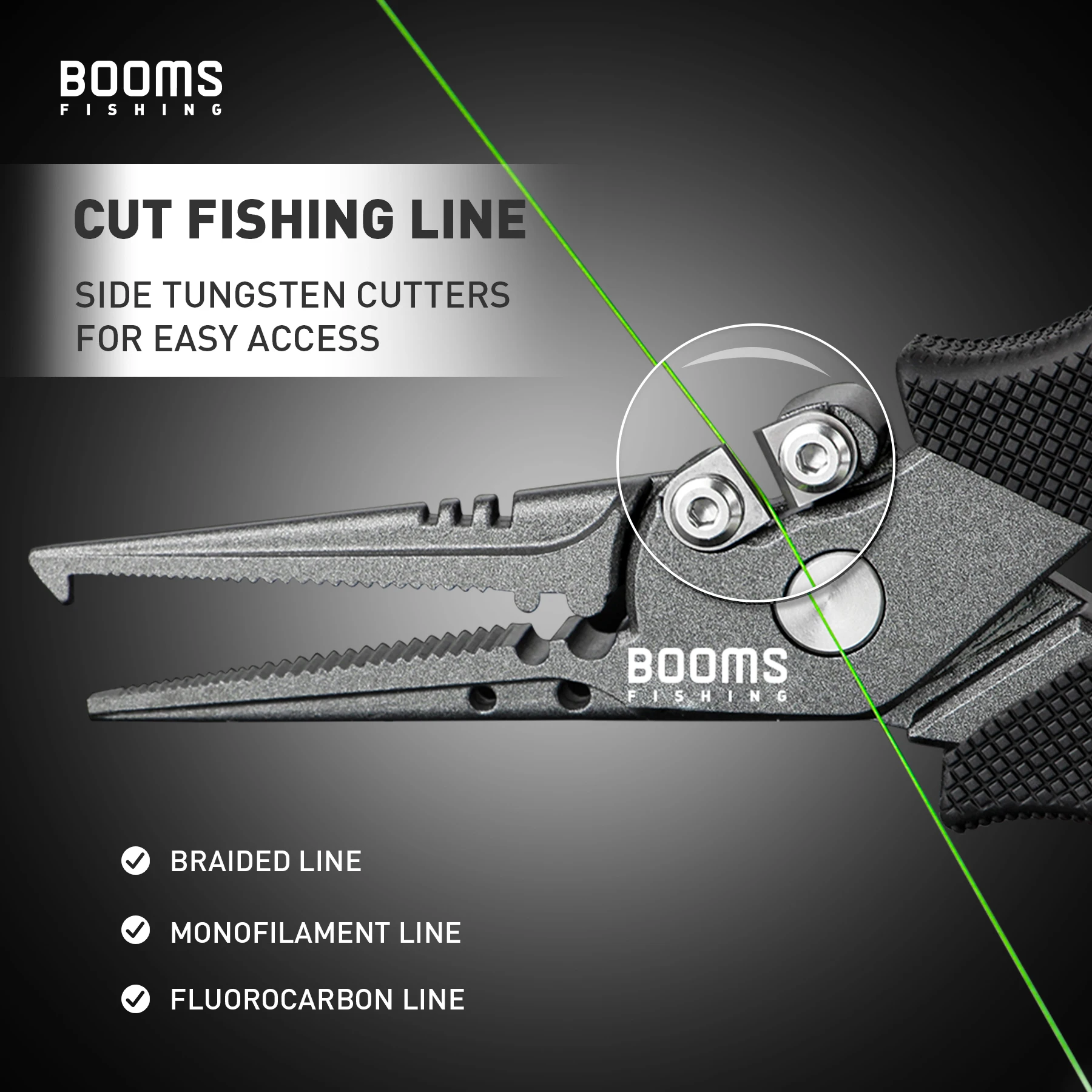 Booms Fishing F07 Stainless Steel Fish Fishing Plier Scissor fishing crimping pliers with Lanyard and Sheath