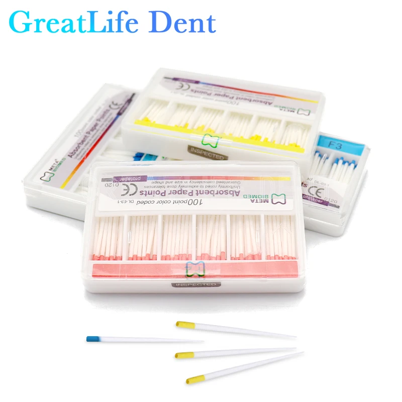 GreatLife Dent 10packs/lot Tips Taper F1 F2 F3 Mutil F4 F5 Size Dental Root Endodontics Moisture Absorbent Paper Points