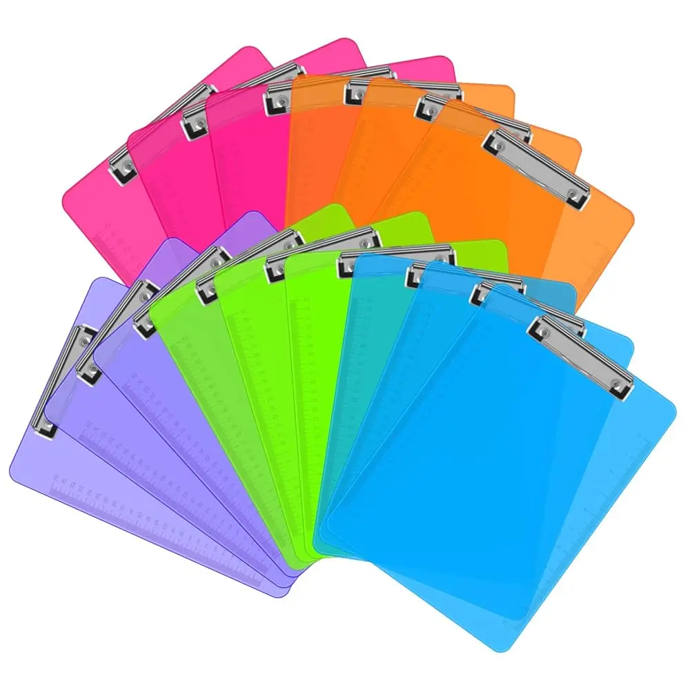 

Clipboards, 15 Pack Plastic Clipboards Low Profile Clip Standard A4 Letter Size, Office Supplies Classroom Supplies