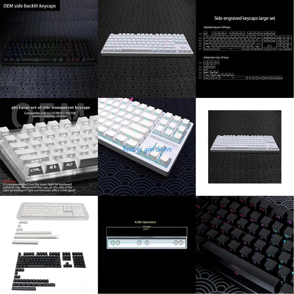

C7AB Side-Engraved Keycaps Through Backlit Keycap Double-Shot OEM Profile for Gaming Mechanical Keyboard Personality