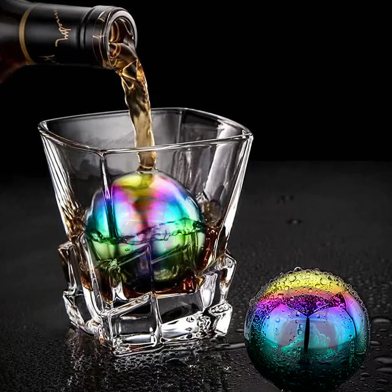 Reusable Whiskey Stainless Steel Ice Cubes Set Cooling Metal Ice Balls Wine Beer Chilling Stones Cooler Party Bar Accessories