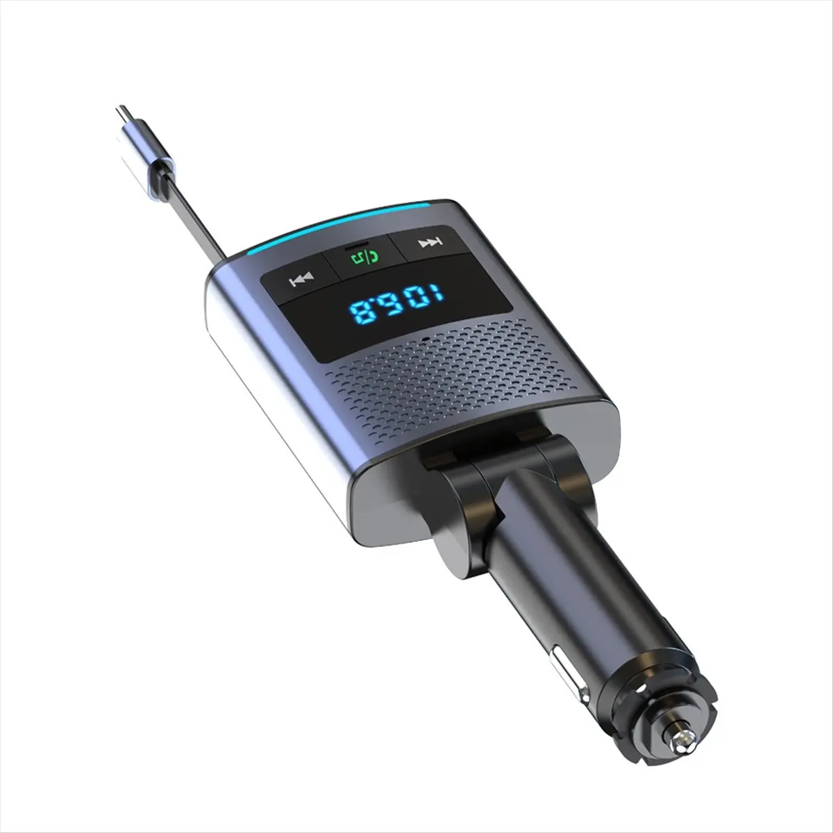 A14M BC99 Car Bluetooth Fm Transmitter Mobile Phone Notebook Car Charger with Retractable Cable Super Fast Charging