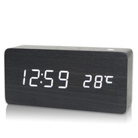Alarm Clock LED Wooden Watch Table Voice Control Digital Wood Despertador USB/AAA Powered Electronic Desktop Clocks