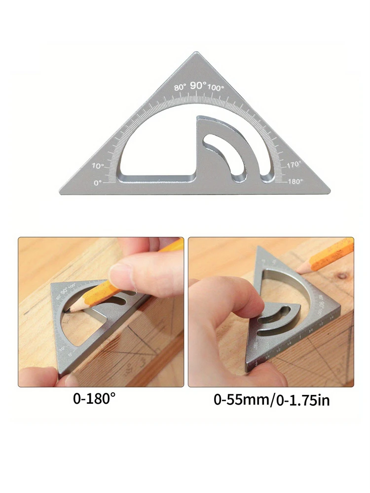 Модернизированный столярный набор 2-в-1 - с небольшой треугольной линейкой - 3D многоугольный столярный квадратный транспортир с угловым инструментом