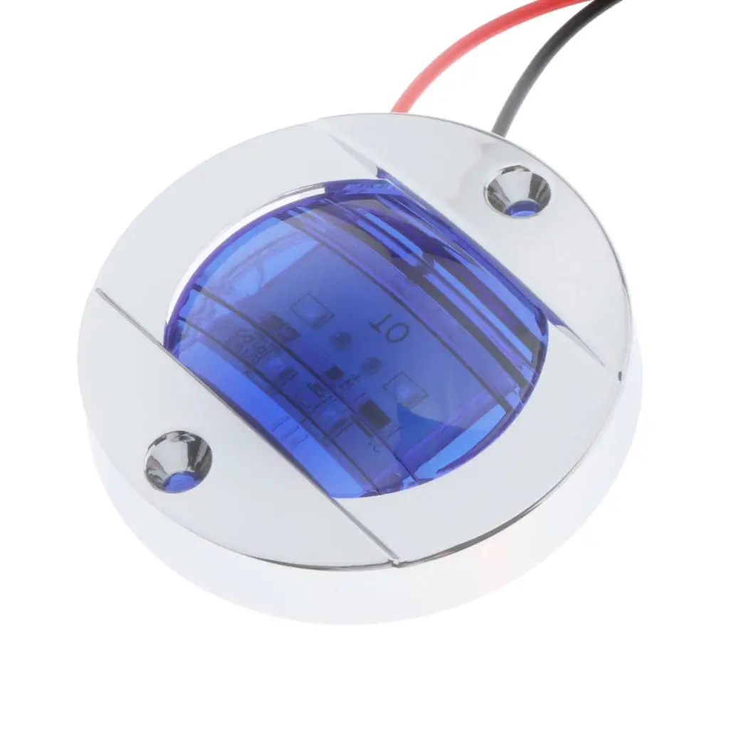 Boat Navigation Lights Round LED Stern Lamp 12v Waterproof Chrome Bezel Flush Mount for Cabin Deck and Platform Use