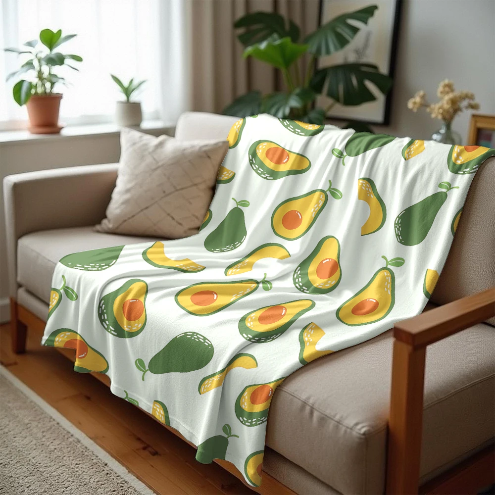 Avocado Print Lightweight Microfiber Soft Christmas Fleece Blanket Warm Cozy Throw for Bed Sofa Office Travel All Season
