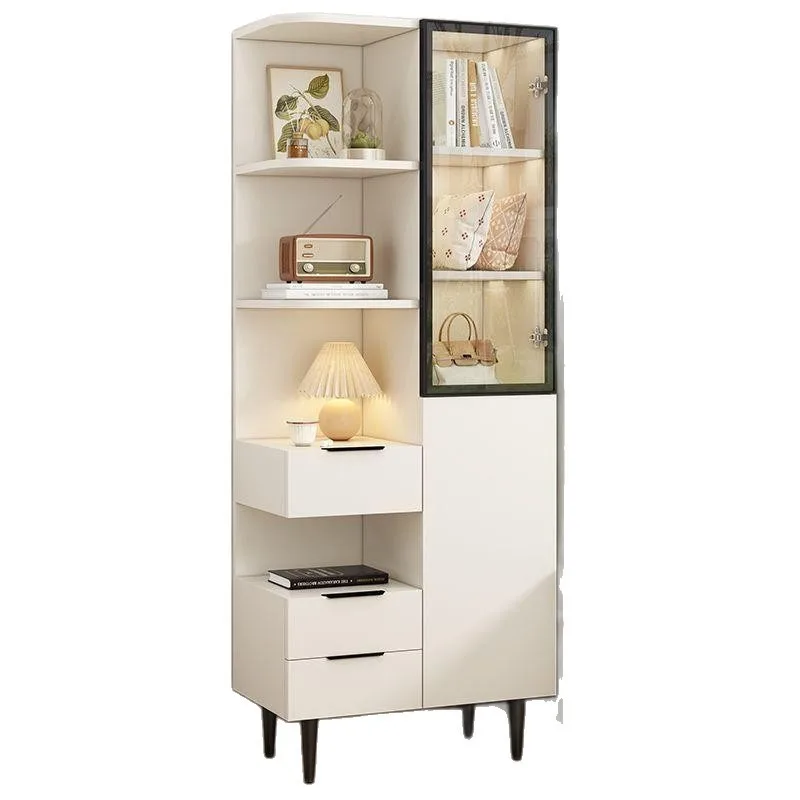 Bedside bookcase, locker, home bedroom modern simple shelf, locker, bookshelf integrated cream wind