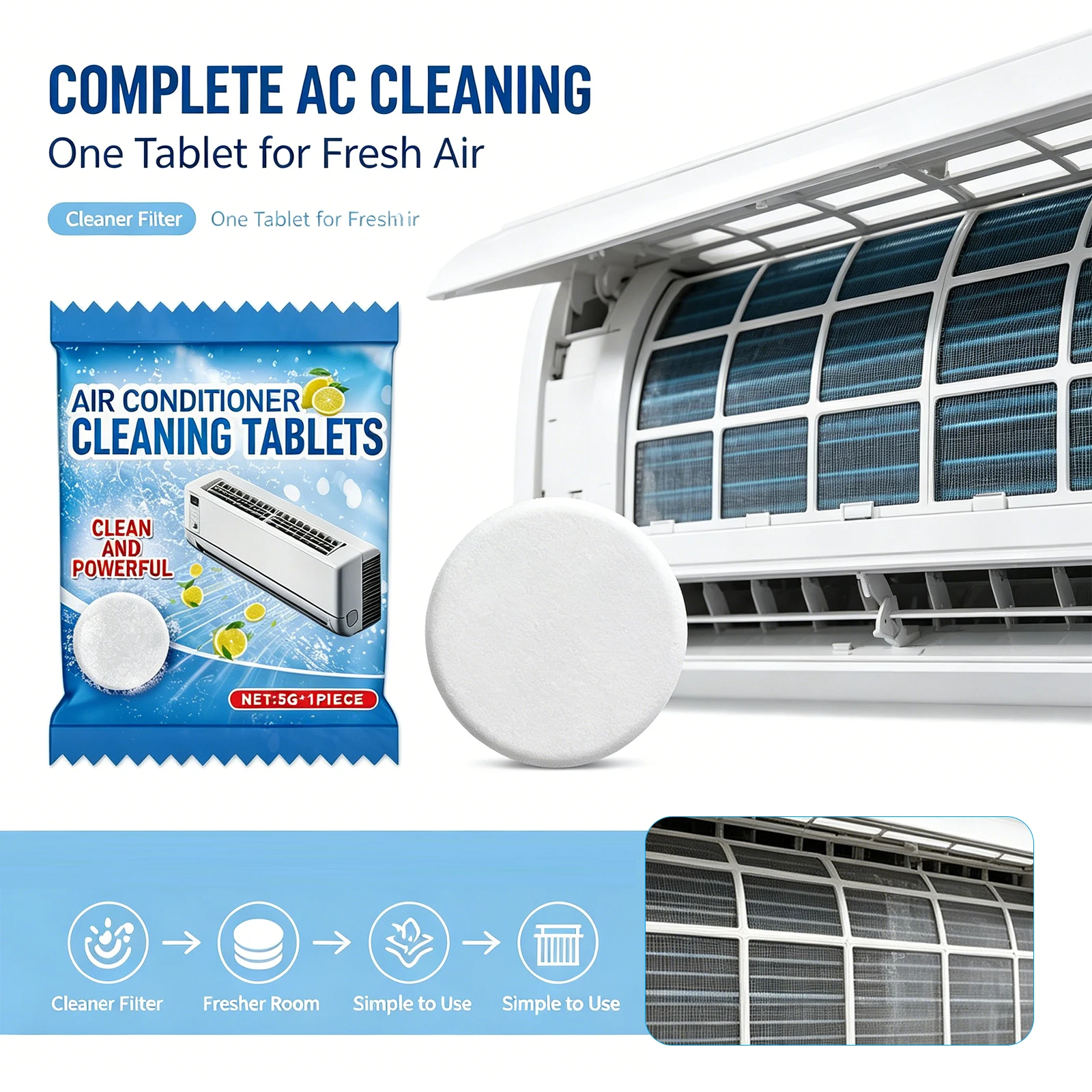 Air Conditioner Maintenance Tablets Deep Dust Limescale Cleaner Dust Descaling Odor Control Conditioner Maintenance Cleaner Care