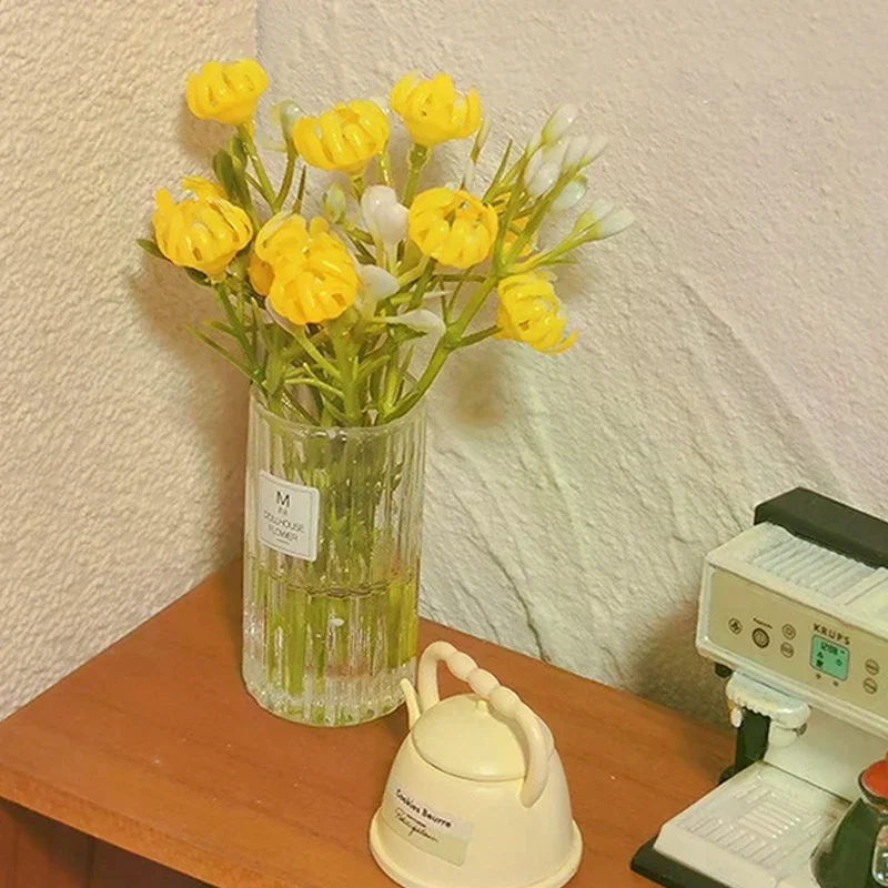 Ramo en miniatura para casa de muñecas 1:12, plantas en macetas, mesa de flores, modelo de bonsái verde para decoración de casa de muñecas, juguetes para juego de imitación para niños