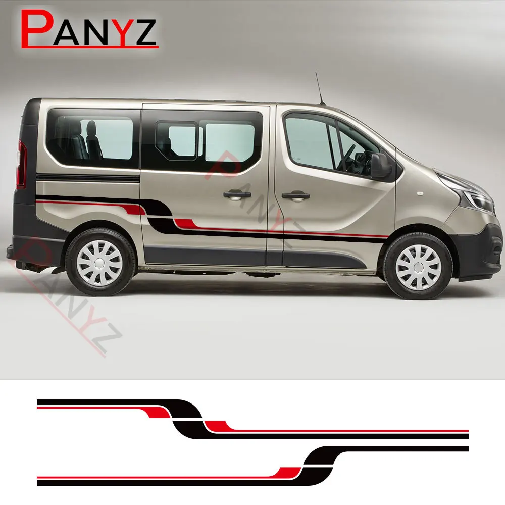 Car Door Stickers For Renault Trafic 3 2 MK1 MK2 MK3 Tuning Accessories Camper Van Side Stripes Graphics Vinyl Film Decals