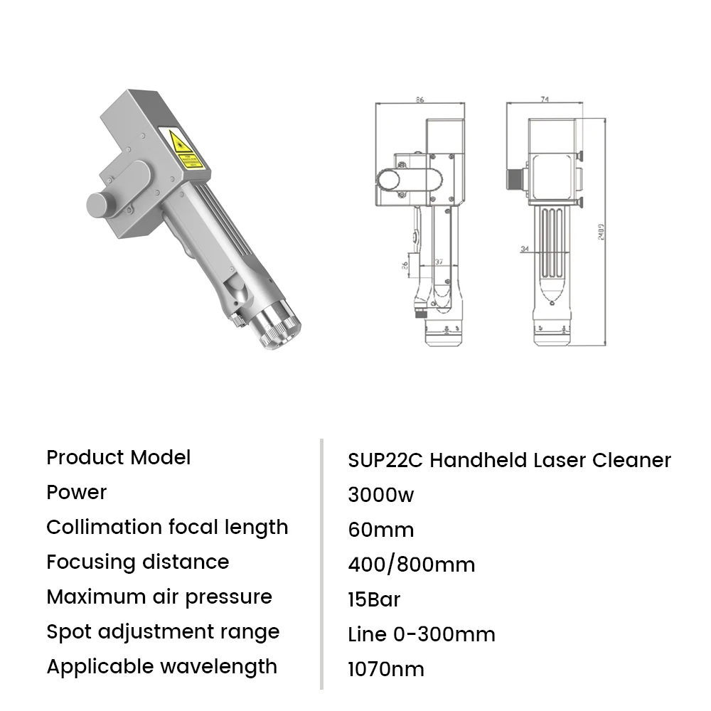 SUP22C Laser-Reinigungskopf-Teile 30x5 Schutzlinse Kollimationslinse D16x5 Fokuslinse D30x3.5 F400 F800 Oszillierender Motor – Detail 4