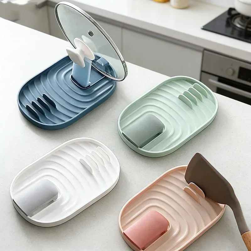 Plastic Nordic Style Pot Lid Shovel Storage Rack Foldable Drainage Drying Rack Heat-resistant Storage Rack Kitchen Accessories