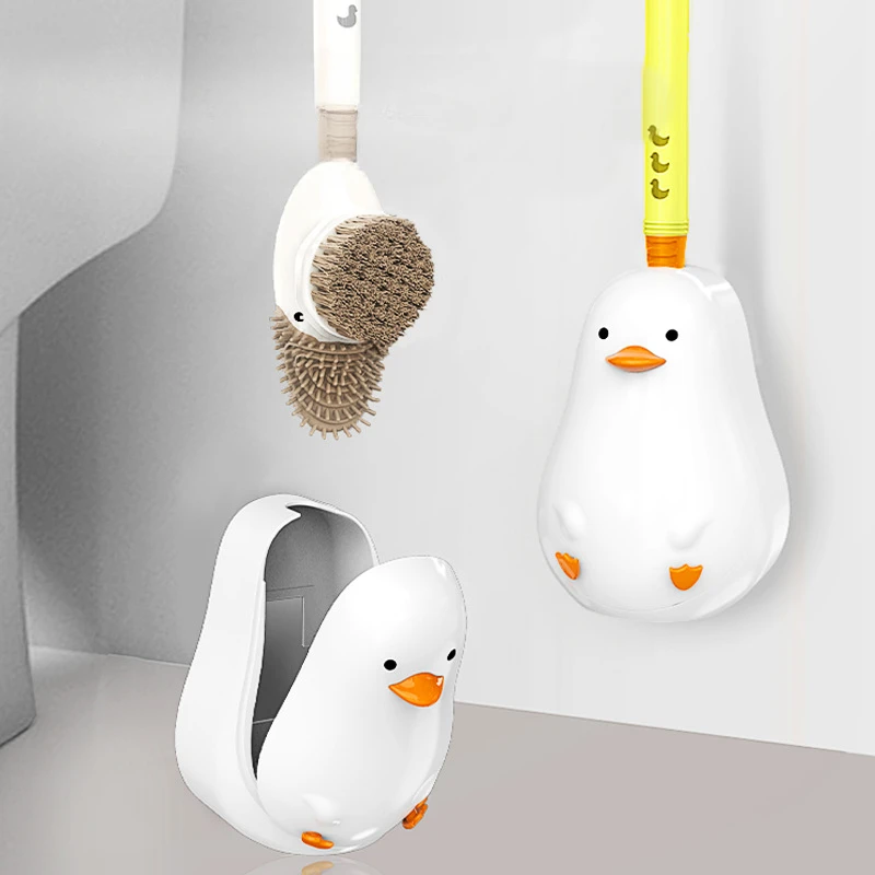 Little Yellow Duck Liquid Toilet Brush Wall Mounted No Dead Corner Cleaning Brush Bathroom Diving Duck Toilet Brush with Base