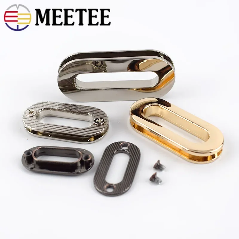 Meetee 4pcs 18/25/32/38mm Metal Egg-shaped Eyelet Buckles Screw O Ring Hook DIY Bags Strap Chain Belt Clasp Accessories BF328