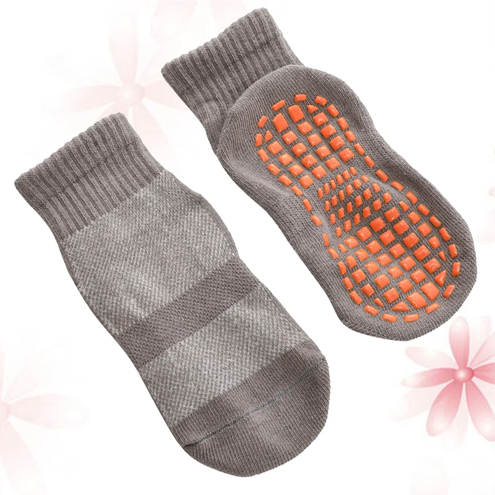 

3Pairs Kids Trampoline Socks Non-Slip Floor Socks Breathable Warm Cotton Comfortable for Smooth Floors Grey M 5-11Y