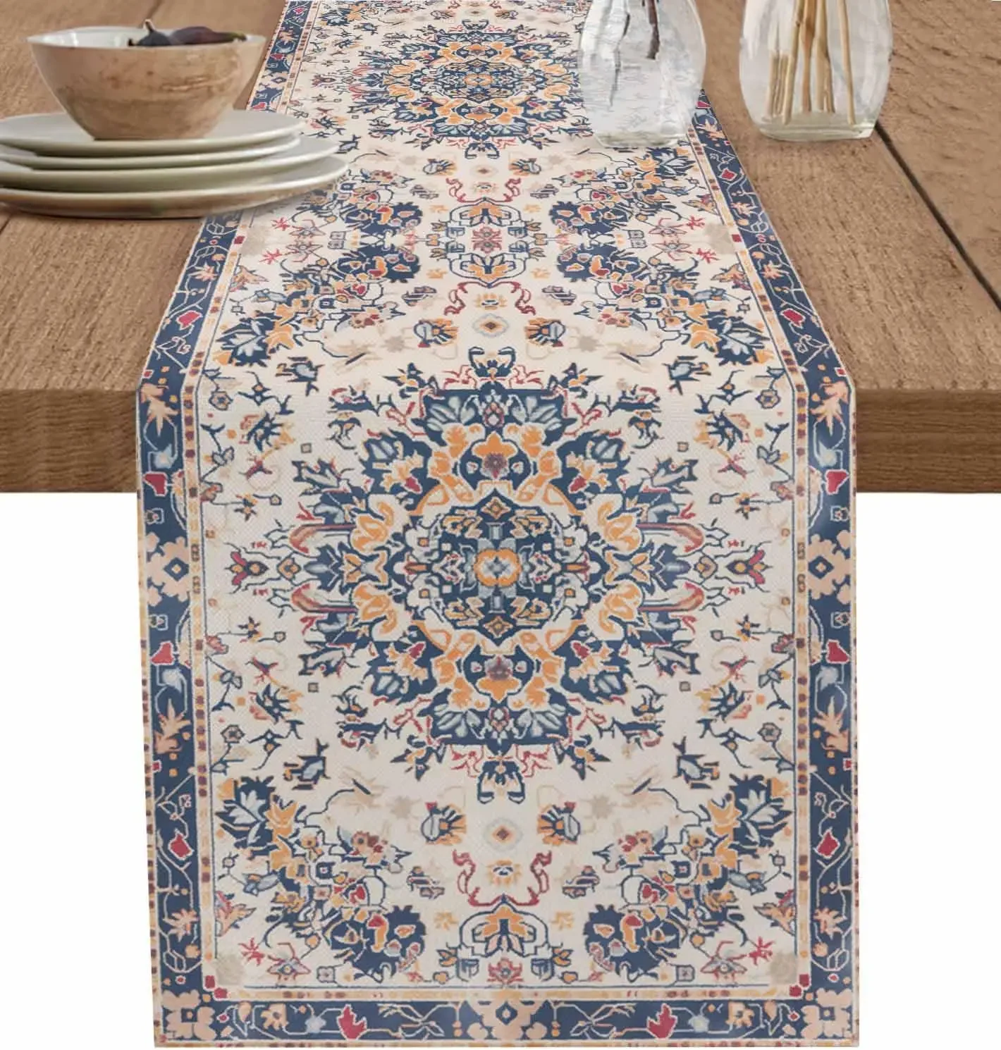 Bohemian Tribal Ethnic Mandala Floral Linen Table Runner Dresser Scarves Decor Reusable Kitchen Dining Table Runner Party Decor