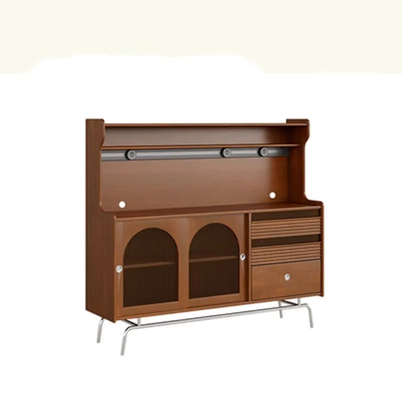 

Retro solid wood dining side cabinet, living room against the wall storage, Nordic entrance glass wine cabinet