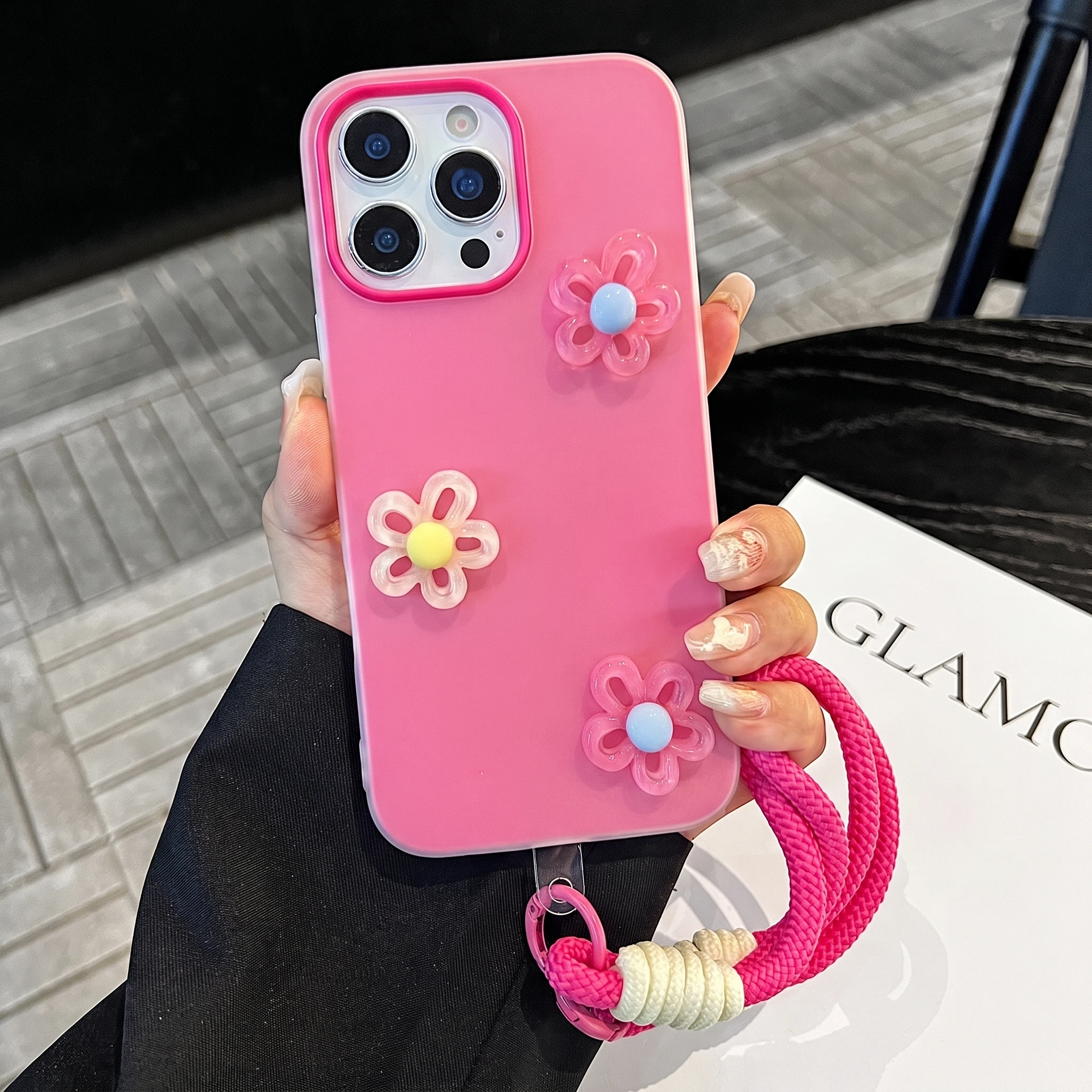 Bonbonfarbene 3D-DIY-Blumen-Handyhülle mit Lanyard für Xiaomi 14T 15T Pro 17 Pro Max 15 Pro 11 Lite 5G Stoßfeste Weiche INS-Hülle – Detail 8