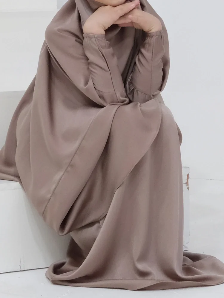 Eid Muslim Long Khimar Dress Kids Girls Abaya Long Khimar Set Prayer Garment Ramadan Dresses 2 Piece Jubha Robe Caftan Jilbab