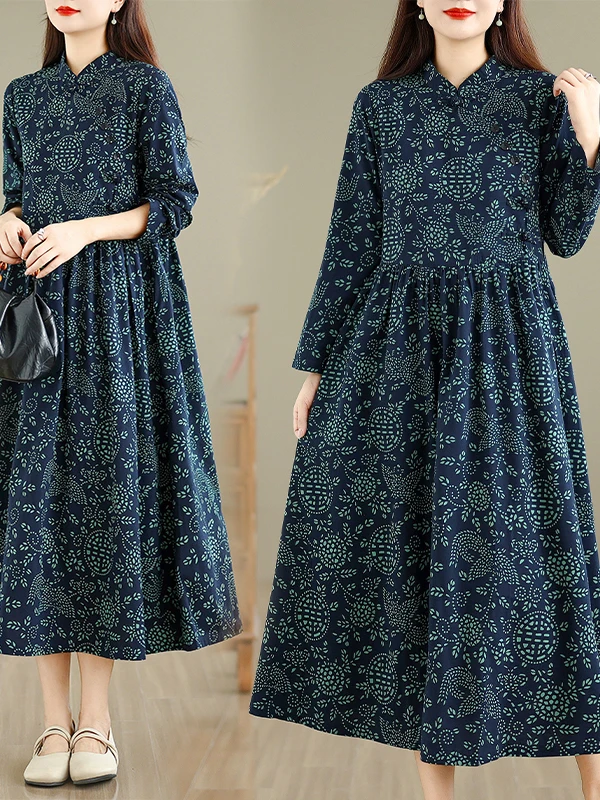 Gonna a trapezio con stampa in porcellana bianca e effetto snellente per l'inizio dell'autunno Dr per le donne Gonna a trapezio con stampa in vita con cintura coreana