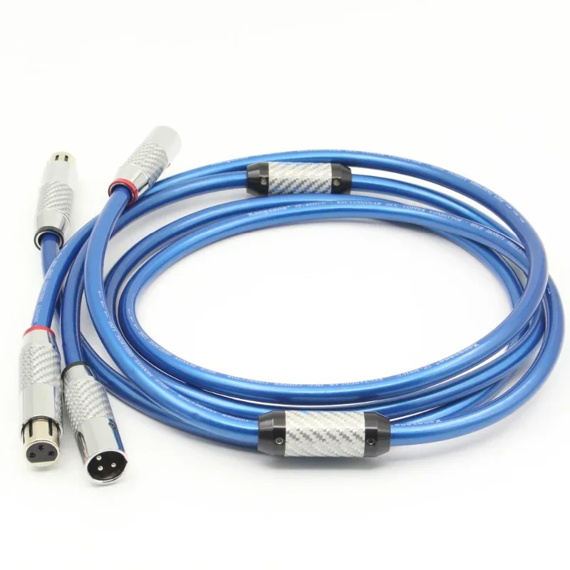 pair-male-to-female-xlr-balanced-cable-rectangular-occ-copper-hifi-audio-interconnect-line-carbon-fibre-plug