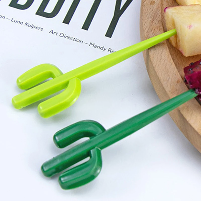 6Pcs Cute Cactus Mini Cartoon Toothpick Fruit Forks For Bento Box Lunch Box Decorative. view 4