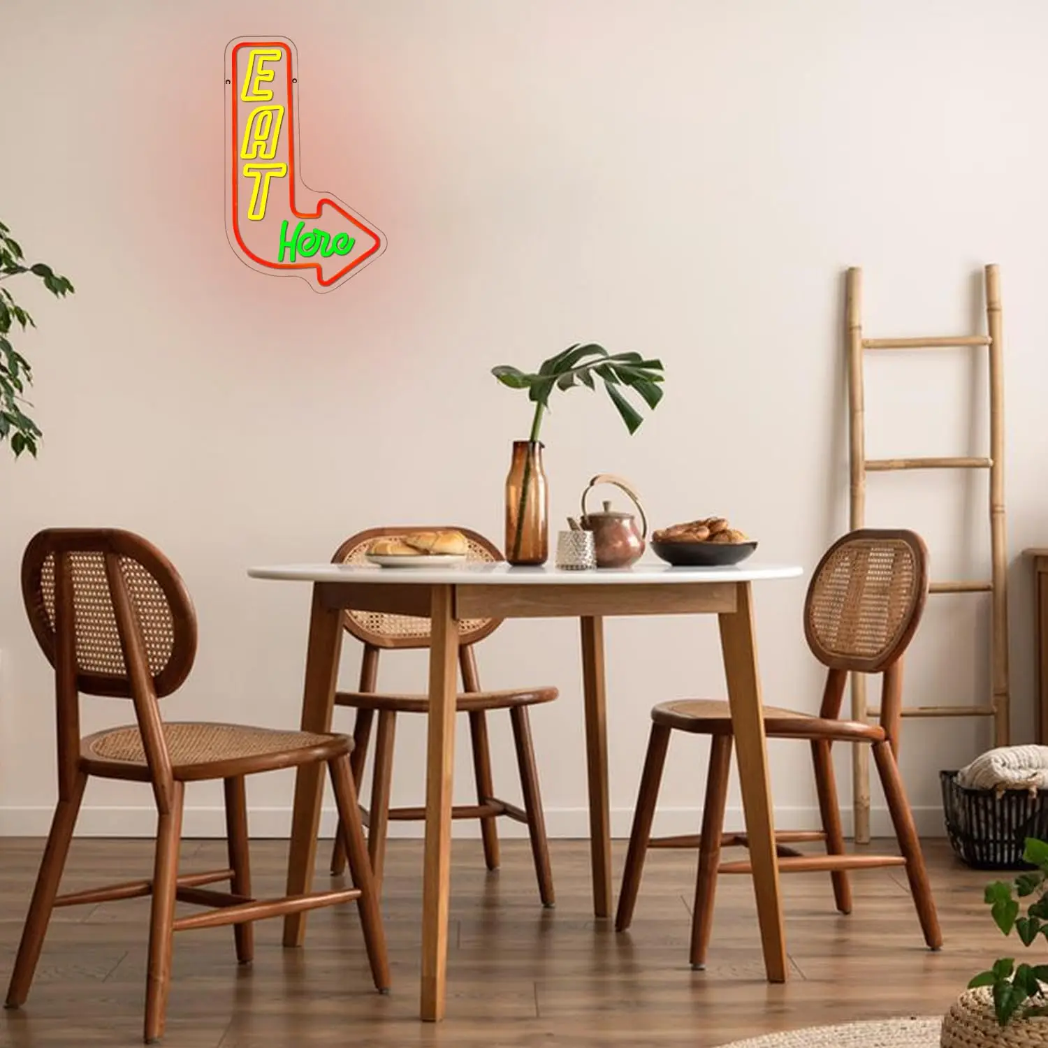 أكل هنا علامة النيون لديكور الحائط المطبخ علامات النيون LED السهم Led أضواء النيون لمطعم المطبخ غرفة المعيشة الديكور